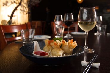Asian restaurant food table setting